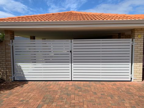 Double Swing Gate Install in Leeming — Craftsman Fencing Perth Double Gate Ideas, Glass Pool Fencing, Gate Ideas, Double Gate, Fencing Material, Glass Pool, Pool Fence, Swing Set, Gate Design