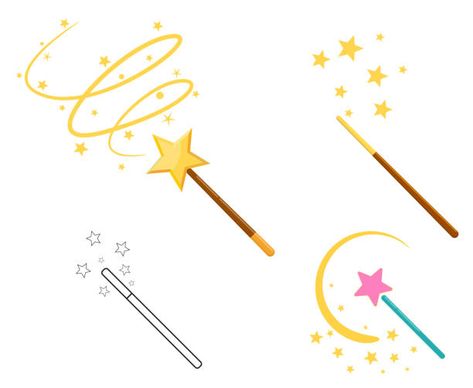 Magic Wand Illustration, Baby Doodle, Geometric Line Tattoo, Wand Tattoo, Magic Tattoo, Elf Fun, Fairy Wands, Kids Art Class, Tattoo Designs For Girls