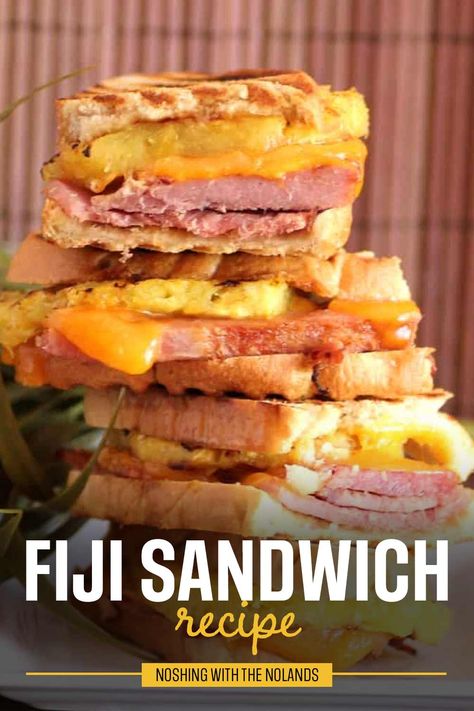 This Fiji Sandwich is bringing ham and pineapple to a new level!! Quick, easy and amazing! Ham And Pineapple Sandwich, Ham Steak Sandwiches, Ham And Turkey Sandwich Ideas, Ham And Pineapple Recipes, Wrap Meals, Pineapple Sandwiches, Sandwiches Board, Handheld Recipes, Cheese And Pineapple