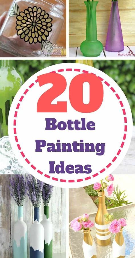 20 Bottle Painting Ideas - Vine Bottle Crafts Diy, Painted Bottles Ideas Easy Diy, Paint Wine Bottles Diy, Decorating Bottles Ideas, Painted Wine Bottles Diy, Bottle Painting Ideas Acrylics, Wine Bottle Painting Ideas, Painted Beer Bottles, Bottle Painting Ideas