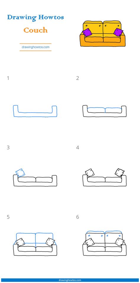 Couch Drawing, Meeting Room Design Office, Simple Couch, Easy Drawing Guides, Meeting Room Design, Landscape Steps, Drawing Guides, How To Draw Steps, Easy Doodles