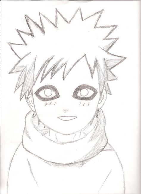 Gaara Sketch Easy, Naruto Gaara Drawing, Gaara Drawing Easy, Garra Drawing, Cute Gaara, Gaara Sketch, Gaara Drawing, Naruto Drawings Easy, Naruto Drawing