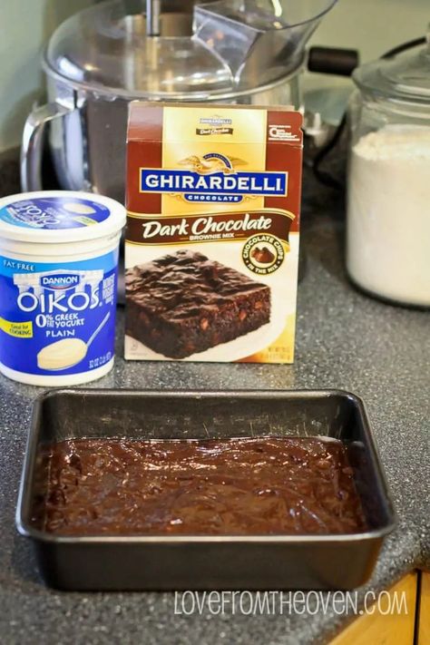 Brownies Made With Greek Yogurt by Love From The Oven Bake With Greek Yogurt, Yogurt And Cake Mix Recipes, Dessert Recipes Using Greek Yogurt, Brownie Mix With Greek Yogurt, Chef Allie's Kitchen Recipes, Plain Greek Yogurt Recipes Dessert, Brownies With Greek Yogurt, Greek Yogurt Recipes Dinner, Recipes Using Greek Yogurt