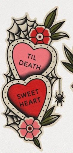 Your Coffin Or Mine, Halloween Heart Tattoo, Chucky Heart Tattoo, Burning Heart Drawing, Romance Doodles, Trad Heart Tattoo, Traditional Love Tattoo, Gothic Heart Tattoo, Vintage Heart Tattoo