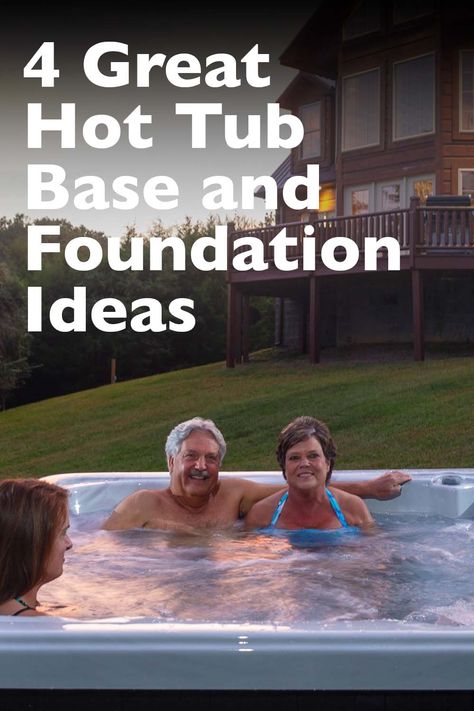 4 Great Hot Tub Base and Foundation Ideas for the perfect hot tub placement Hot Tub Concrete Pad Ideas, Deck For Hot Tub Ideas, Base For Hot Tub, Hot Tub Makeover, Hot Tub Areas Outdoor, Hot Tub Foundation Ideas, Landscape Around Hot Tub, Hot Tub Placement Ideas, Backyard Hottub Area