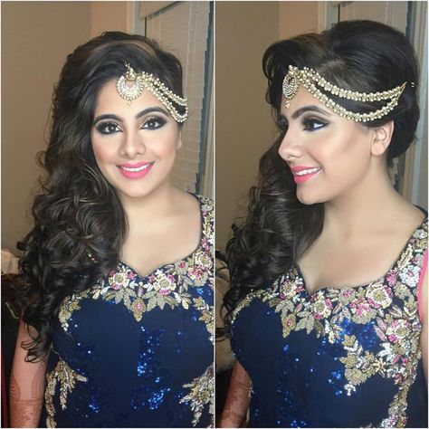 Bridal Hairstyles Indian, Bridal Hairstyle For Reception, Bridal Hair Half Up, Side Curls, Hairstyles Indian, Hairdo Wedding, Bridal Shower Outfit, Elegant Bridal Shower, Side Hairstyles