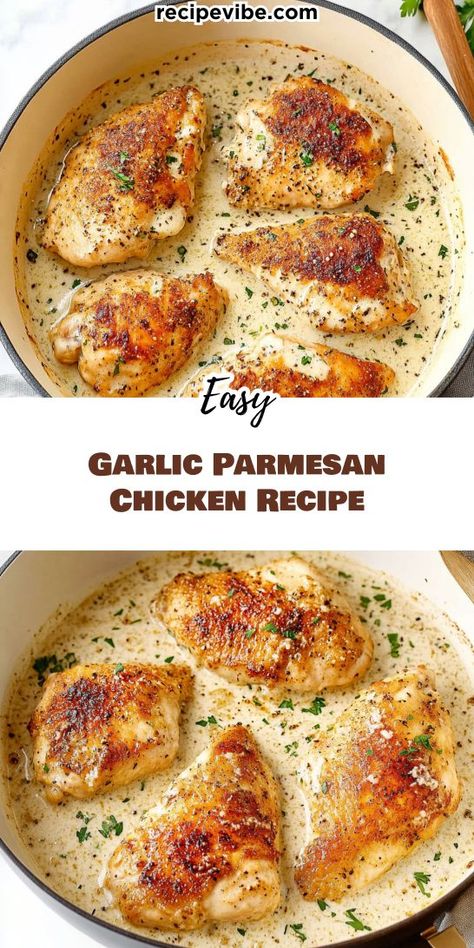 Searching for a quick, healthy dinner that bursts with flavor? This Garlic Parmesan Chicken Recipe checks all the boxes for a satisfying meal. Enjoy a nutritious dish that’s simple to prepare. Make sure to save this recipe as a staple for your healthy dinner ideas! Chicken With Sides Dinners, Healthy Garlic Parmesan Chicken, Quick Chicken Dinner Recipes, Simple Chicken Breast Recipes, Chicken Garlic Parmesan, Easy Chicken Meals, Healthy Chicken Recipes For Dinner, Healthy Chicken Strips, Creamy Garlic Parmesan Chicken