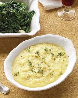 Creamy Polenta with Greens Creamy Chicken Dish, One Pot Chicken Recipes, Polenta Recipes, Thyme Recipes, Martha Stewart Recipes, Creamy Polenta, Weight Watchers Recipes, Braised Short Ribs, Easy Pasta Recipes