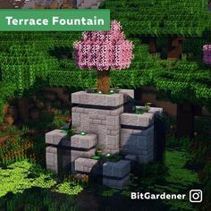 Moss Statue Minecraft, Game Of Thrones Minecraft, Small House Inside, Water Fountain Minecraft, Minecraft Fountain, Minecraft Garden, Minecraft Statues, Minecraft Structures, Layer By Layer