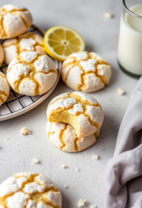 Classic Vegan Lemon Crinkle Cookies Vegan Lemon Crinkle Cookies, Mango Cookies, Veggie Dip Recipe, Vanilla Pudding Recipes, Ube Recipes, Vegan Christmas Cookies, Lemon Crinkle Cookies, Vanilla Ice Cream Recipe, Culinary Lavender