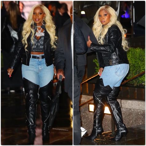 Mary J Blige Boots, Mary J Blige Outfits, Usher Concert Outfit, Thigh High Outfits, Mary J Blige Fashion, Dancehall Outfits, Roller Boogie, Celebrity Boots, Poster Club