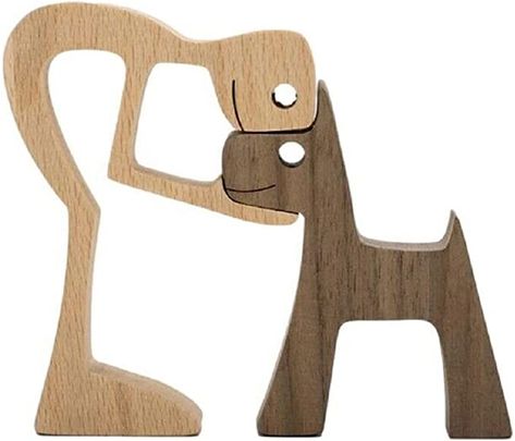 Amazon.com: FHTDW Unique Gift Hand Carved Wood Dog Human Statue Figurine Sculpture Home Office Décor, Wooden Man Dog Carving Model to Remember Friendship Between Dog and People (C) : Home & Kitchen Desktop Table, Wooden Man, Family Ornaments, Wood Dog, Nordic Decor, Wooden Statues, Dog Crafts, Man And Dog, Dog Sculpture