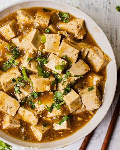 Chinese Tofu Recipes, Chinese Tofu, Sticky Tofu, Healthy Asian, Vegan Protein Sources, Healthy Asian Recipes, Authentic Chinese Recipes, Tofu Stir Fry, Vegan Tofu