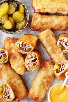 Cuban Sandwich Egg Rolls - The Candid Appetite Sandwich Egg, Egg Roll Ingredients, Pepperocini Recipes, Cuban Sandwich, Egg Roll Wrappers, Egg Roll Recipes, Cuban Recipes, Easy Eggs, Egg Roll