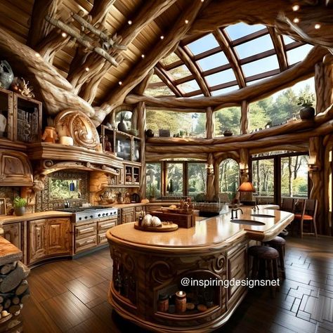 Design Concept Interior, Treehouse Kitchen, Design Bathroom Ideas, Castle House Design, Interior Design Bathroom, Aesthetic Interior Design, Log Cabin Ideas, Aesthetic Interior, Cool Tree Houses