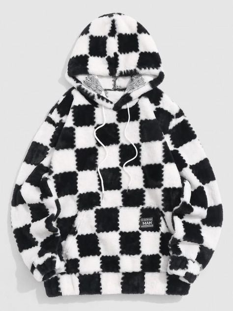 Color: Black. SIZE: S / M / L / XL / XXL. #sweater #christmassale #menswear #CheckeredPattern #mensfashion #womensfashion #birthdaygift #fluffyhoodie #Christmasgifts #christmasshopping #fallfashion #onlineshopping #giftforhim #winterfashion #pullover #sweaterseason #ad Silhouette Clothes, Fluffy Hoodie, Hoodies Style, Casual Clothes For Men, Cheap Sweatshirts, Checkered Print, Funny Hoodies, Latest Mens Fashion, Hooded Shirt