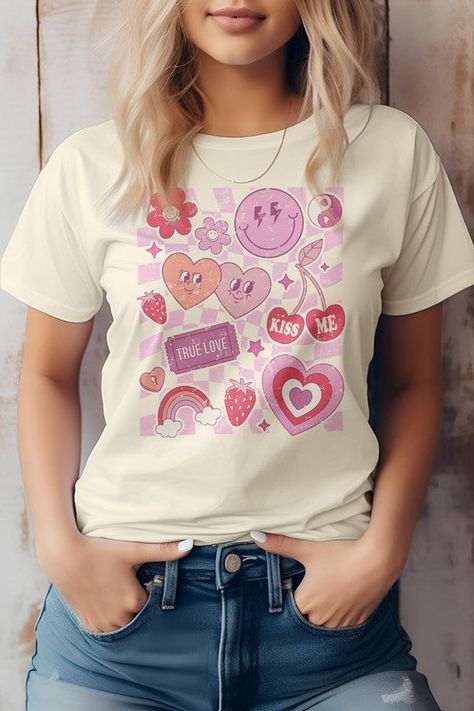 Sizzling hot deal! Retro Valentine's Graphic Tee, available at a breathless price of $32.50 Ignite the town! Valentines Graphic, Valentines Graphic Tee, Sweater Hat, Retro Valentines, Garment Fabric, Couples Hoodies, Sweater Gift, Custom Hoodies, Dtg Printing