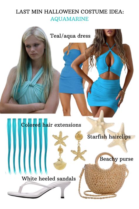 Aquamarine Movie Costume, Aquamarine Costume Halloween, Halloween Costumes Women Easy Simple, Aqua Marine Costume, Blue Dress Costume Ideas, Aquamarine Halloween Costume, Aquamarine Halloween, Aquamarine Costume, Marine Costume