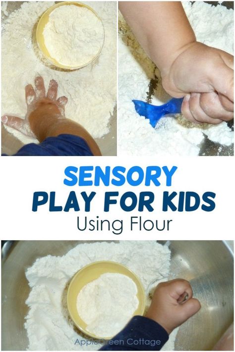 Find out how to do some fun flour sensory play. Tips for less mess included - as well as the key benefits of sensory play with flour, check them out. Also more ideas for sensory play for toddlers are added to this post: corn sensory bin, flour sensory play, messy play with flour - all easy sensory bins you can have ready in a minute. Also, see ideas for easy cleanup! Farm Sensory Bin, Sensory Play Toddlers, Fine Motor Skills Development, Calming Activities, Sewing Tutorials Free, Messy Play, Sensory Bin, Baking With Kids, Toddler Play