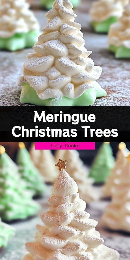 Christmas Tree Meringue Cookies - Festive Holiday Treats Whip up some holiday magic with these Christmas Tree Meringue Cookies! Light, airy, and beautifully festive, they're ideal for parties or a fun family baking project. Enjoy the sweet cheer in every bite! #HolidayBaking #ChristmasCookies ..... Christmas Tree Meringue, Tree Meringue, Meringue Christmas, Tree Lily, Cookies Light, Family Baking, Tree Cookies, Meringue Cookies, Baking Project