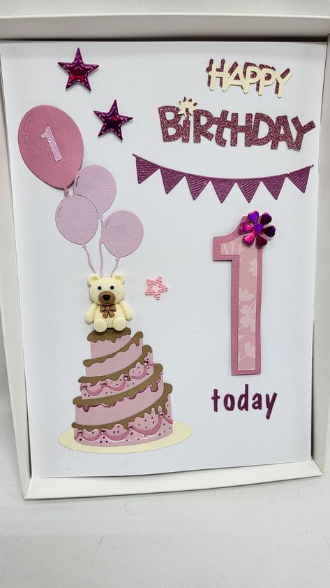 First Birthday Cake Girl, Birthday Cake Girl, 1st Birthday Card, Cake Girl, Special Birthday Cards, First Birthday Cards, 1st Birthday Cards, First Birthday Cake