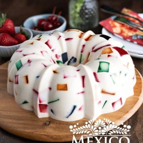 Learn how to make this recipe for your next family gathering or a fiesta. This Mexican jello is a delicious treat that's sure to please everyone's taste buds. Mosaic Jello, Tequila Shrimp Recipe, Mexico In My Kitchen, Turnover Recipes, Churros Recipe, Jello Desserts, Unflavored Gelatin, Popular Desserts, Mexican Dessert