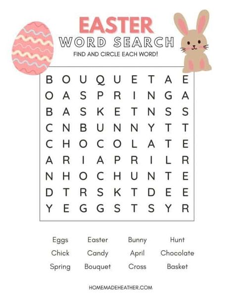 Easy Easter Coloring Pages Printable Free, Free Printable Easter Activities, Easter Activities Printables, Kids Word Search Free Printable, Easter Bingo Free Printable, Easter Word Search Free Printable, Easter Holiday Activities, Cute Dinosaur Coloring Pages, Easter Words