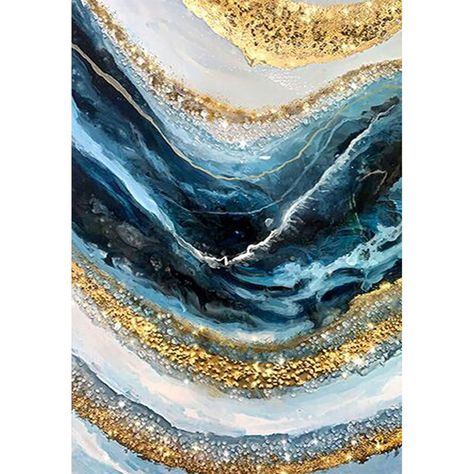 Diamond Painting - Full Round - Gold Leaf(35*50cm) Popular Diy, Painting Frame, Diamond Paint, Wave Painting, Step By Step Painting, Cross Paintings, Art Kits, Art Kit, Cool Paintings