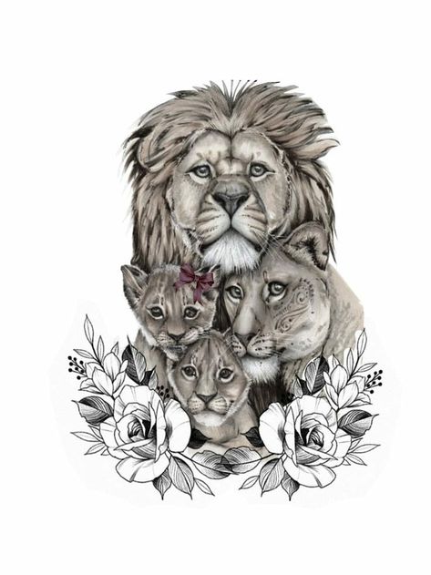 Lion And Lioness Tattoo, Tattoo Mafia, Concept Tattoo, Lion Art Tattoo, Love Symbol Tattoos, Cubs Tattoo, Lioness Tattoo, Flower Thigh Tattoos, Lion Tattoo Sleeves