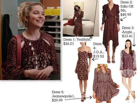 Alexis Schitts Creek Outfits, Alexis Rose Outfits, Alexis Aesthetic, Merlot Dress, Annie Murphy, Alexis Rose, Baby Wardrobe, Plum Dress, Schitt's Creek