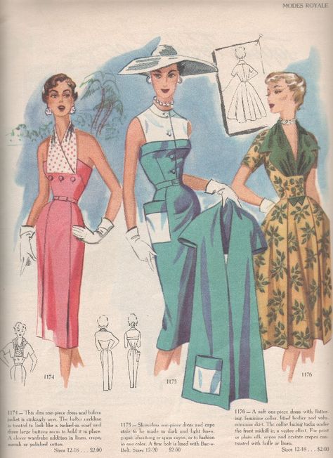 The Modes Royale tour is winding down. Just two more weeks left to go. Hopefully, you've been able to glean a little inspiration from the p... Monday Morning Inspiration, Patron Vintage, 1950 Fashion, Basic Fashion, Robes Vintage, 20th Century Fashion, Vintage Dress Patterns, Fashion 1950s, Morning Inspiration