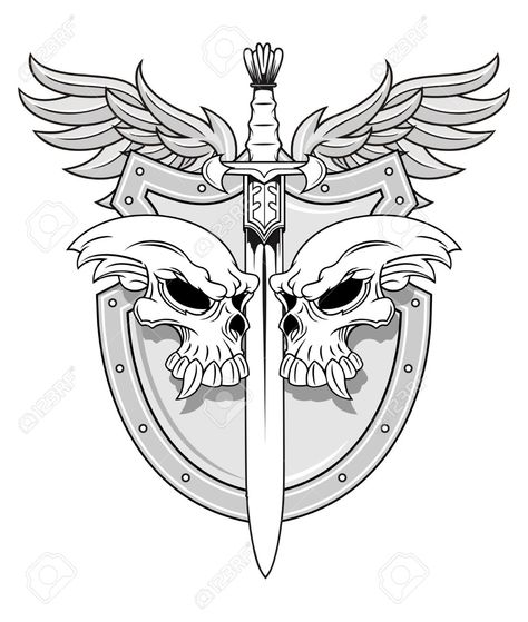 Best friend tattoo Shield Tattoos For Men, Tattoo Stencil Designs, Skull Knight, Mens Body Tattoos, Camping Tattoo, Full Chest Tattoos, Shield Tattoo, Body Decor, Full Arm Tattoos