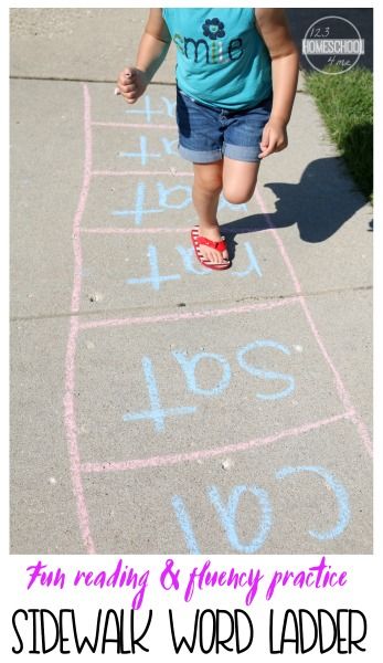 Sidewalk Word Family Ladder is such a fun way for kids to practice reading and achieve fluency with some outdoor, summer learning FUN for preschool, prek, kindergarten, first grade, and second grade kids. Ladder Crafts, Word Crafts, Chalk Sidewalk, Summer Learning Activities, Kindergarten Word Families, 123 Homeschool 4 Me, Outdoor Learning Activities, Word Family Activities, Chalk Crafts