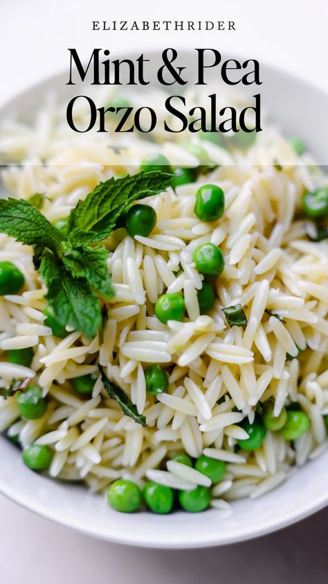 Mint Pea Orzo Salad Recipes With Peas, Pasta Salad Orzo, Pea Orzo, Pea Pasta Salad, Salad Orzo, Saute Asparagus, Pea Pasta, Orzo Salad Recipes, Spring Salad Recipes