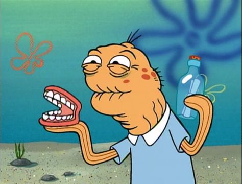 Old man fish: How about a glass of water for my teeth. Pineapple Under The Sea, Old People, Spongebob Squarepants, Old Men, Screen Shot, Bart Simpson, Birthday Outfit, Nickelodeon, Under The Sea