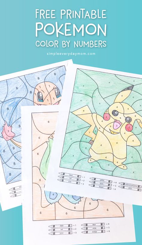 Here's Your Free Pokemon Color By Number Worksheets Pokemon Color By Number, Pokemon Number, Pokemon Themed Party, Number Printables, Color By Number Printable, Pokemon Diy, Pokemon Craft, Pokemon Birthday Party, Printables Free Kids