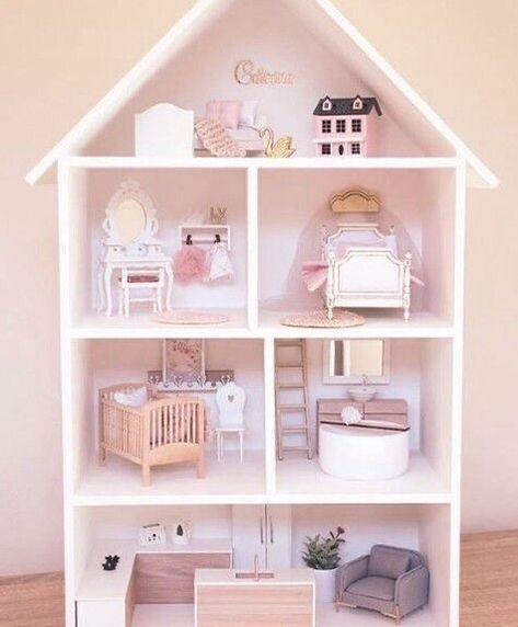 Girls Room Diy, Kids Doll House, Diy Barbie House, Doll House Plans, Doll House Crafts, Wall Shelves Design, Dolls House Interiors, Cardboard House, Barbie Doll House