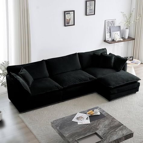 Amazon.com: Tmsan 76.7" Deep Seat Cloud Loveseat Sofa Sectional Couch with Ottoman, Large 2 Seater Modular L Shaped Sofa, Comfy Chenille Love Seat for Living Room Bedroom Apartment Office, Black : Home & Kitchen Modern L Shaped Sofa, Cloud Couches, Ottoman For Living Room, Sofa Convertible, Charcoal Sofa, Cloud Couch, Living Room Furniture Styles, Sectional Sofas Living Room, Chenille Sofa