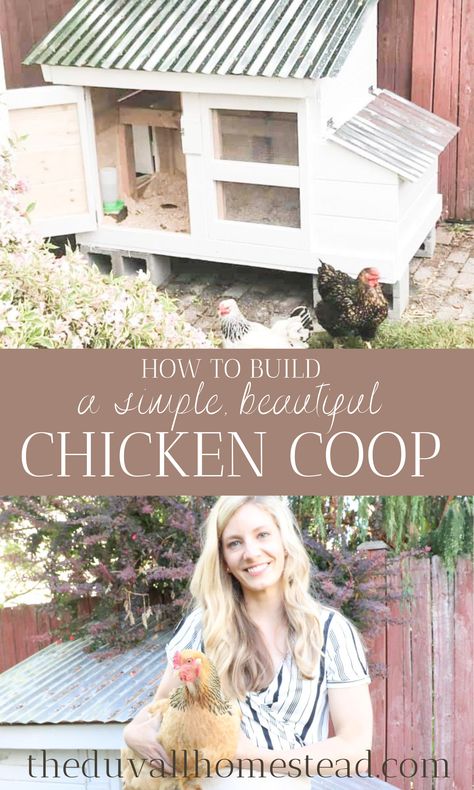 DIY Simple Beautiful Chicken Coop - The Duvall Homestead Bantam Chicken Coop Ideas, Diy Small Chicken Coop Ideas, Tiny Chicken Coop, Small Chicken Coop Diy, Simple Chicken Coop Diy, Small Chicken Coop Ideas, Beautiful Chicken Coop, Simple Chicken Coop Plans, Cute Backyard