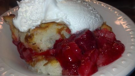 Easy Peasy Bisquick Cherry Cobbler | Food.com Bisquick Cherry Cobbler, Bisquick Cobbler, Bisquick Cobbler Recipes, Cobbler With Bisquick, Easy Cherry Cobbler, Cherry Cobbler Recipe, Canning Cherry Pie Filling, Gooseberry Patch, Canned Cherries