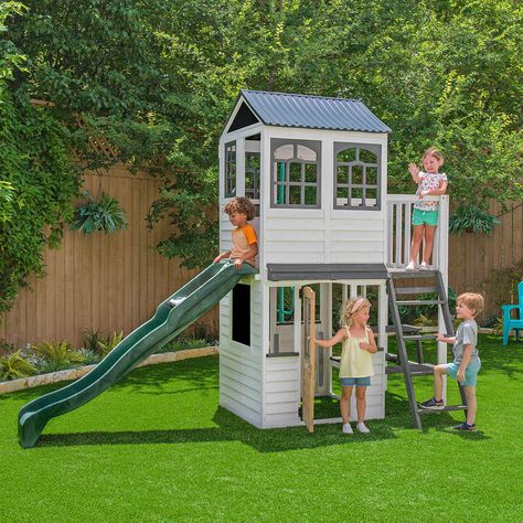 Kidkraft Woodland View Playhouse | Costco Costco Playhouse, Playhouse Kitchen, Bbq Shack, Playhouse With Slide, Backyard Playset, Outdoor Playset, Dwelling Place, Daycare Room, Diy Playhouse