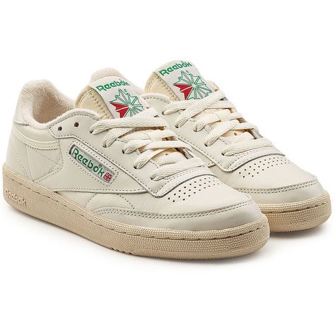 Reebok Club C 85 Vintage Leather Sneakers (£78) ❤ liked on Polyvore featuring shoes, sneakers, white, reebok shoes, tennis sneakers, leather shoes, tennis trainer and white trainers Reebok Club C 85 Vintage, Club C 85 Vintage, Shoes Sneakers White, Reebok Club C 85, Sneaker Outfits, White Reebok, Club C 85, White Leather Shoes, Vintage Sneakers