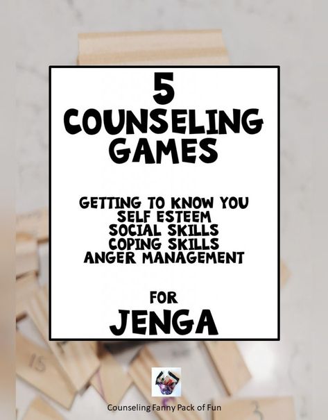 Jenga Questions, Social Emotional Learning Middle School, Fix My Marriage, Wellness Fair, Therapeutic Games, Counseling Games, Counseling Techniques, School Social Worker, Social Skills Groups