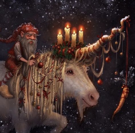 Pagan Christmas, Pagan Yule, Saint Lucy, Happy Winter Solstice, Winter's Tale, Unicorn Art, Stock Art, Mythological Creatures, Fantasy Artist