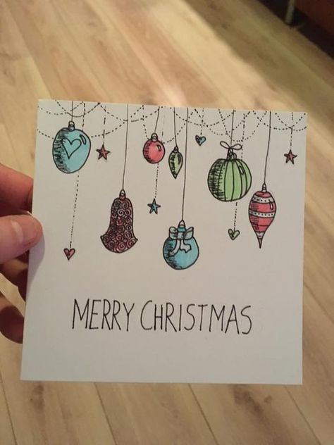 MERRY CHRISTMAS CARDS IDEAS 🎅🎄 Christmas Giftcards Diy, Simple Christmas Drawings Cards, Christmas Giftcards Idea, Simple Watercolour Christmas Cards, Christmas Cards Drawing Simple, Easy Christmas Cards For Kids, Christmas Cards For Kids, Easy Christmas Cards, Hand Drawn Christmas Cards