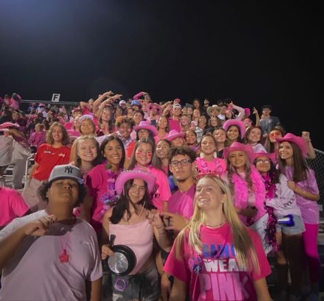 Pink Out Fb Game, Pink Outfits Football Game, Black Out Student Section Football, Hs Football Games, Pink Student Section, Pink Out Ideas Spirit Week, Pink Out Football Game Outfits Cold, Pink Out Spirit Day, Football Themes Student Section Outfits