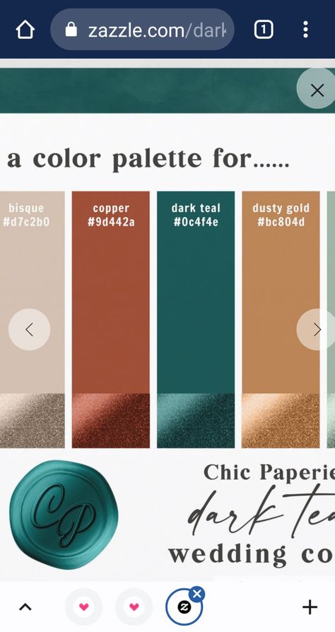 Teal Bronze Color Palette, Teal Color Schemes Colour Palettes, Cooper Color Scheme, Blue Green Bronze Color Palette, Copper Colour Combinations, Cooper Color Palette, Teal And Bronze Wedding, Copper Complimentary Colors, Royal Color Scheme