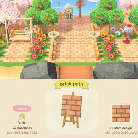 Codes Acnh, Acnh Patterns, Brick Path, Animal Crossing Funny, Acnh Designs, Qr Codes Animal Crossing, Brick Flooring, Brooklyn Baby, Animal Crossing Game