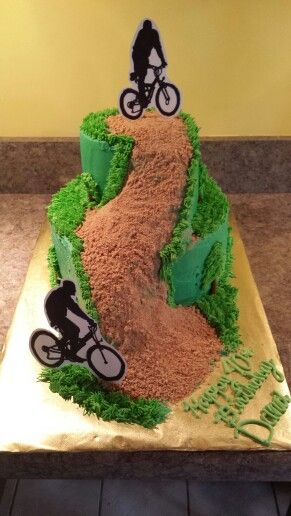 Mountain bike cake Can order on facebook at Cakes & Candles by Nicole! Dirt Bike Cake Ideas, Cake Bike, Bmx Cake, Mountain Bike Cake, Dirt Bike Cake, Cycling Cake, Bike Cake, Mountain Biking Photography, Bike Cakes