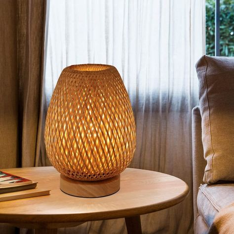 Boho Lamps Bedrooms, Wicker Bedside Lamp, Bamboo Table Lamp, Boho Table Lamps, Bedroom Lamps Bedside, Rattan Lamps, Table Reading Lamp, Bedroom 2023, Navy Bedroom